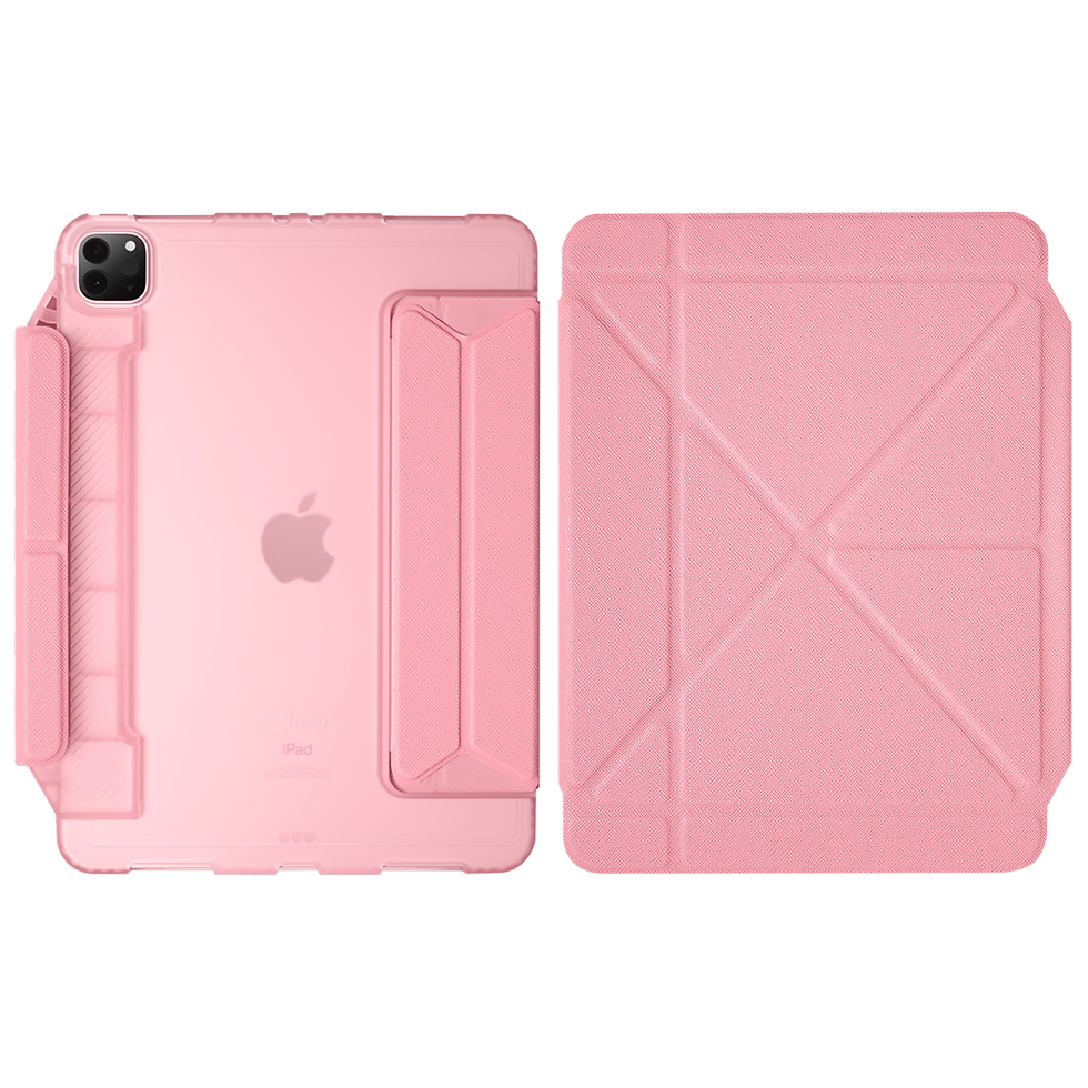 ภาพขนาดย่อ: เคสไอแพดโปร 12.9 เจน5 Case iPad Pro 12.9 Gen 5 2021 สีชมพู พับแนวตั้ง พับแนวนอน ใส่ปลอกปากกา