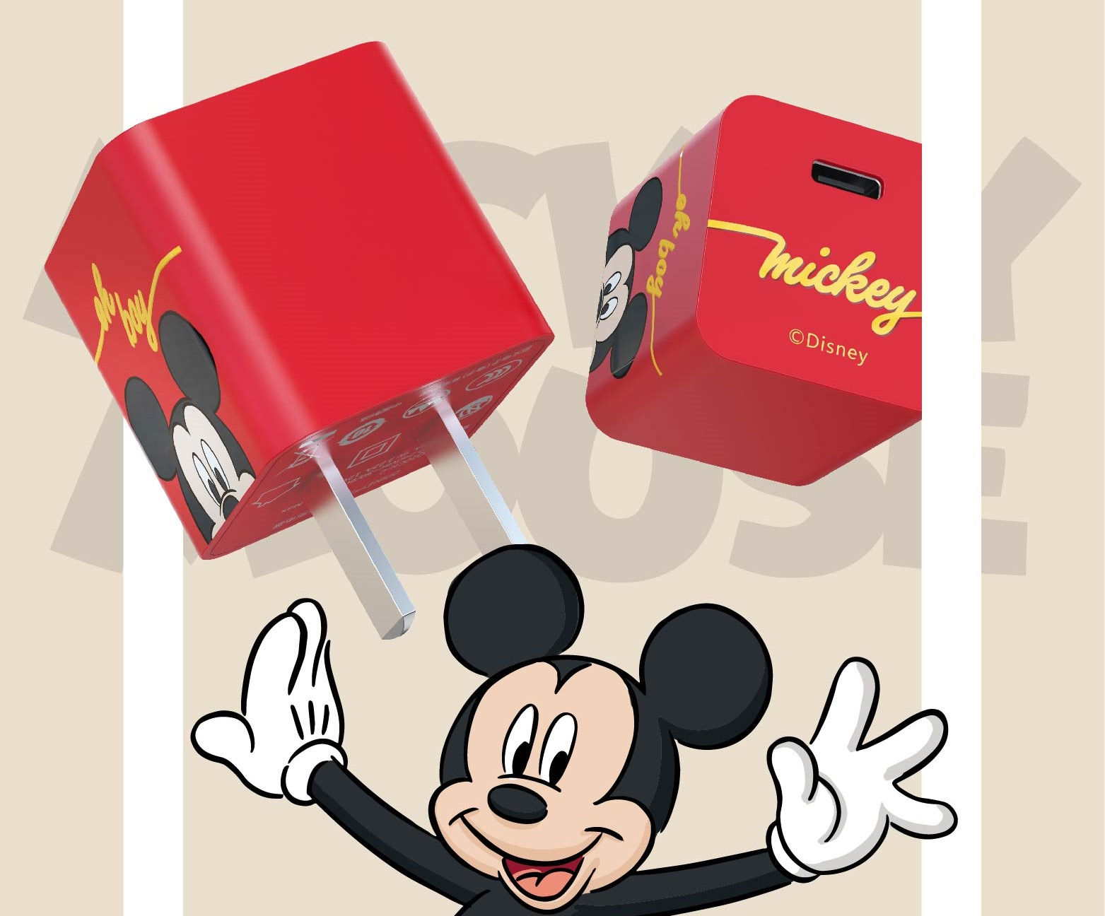 Mocoll x disney MickeyPlug อะแดปเตอร์แบบ fast charge หัวชาร์จถนอมแบตเตอรี่