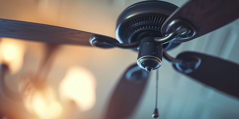 Closup image of a ceiling fan