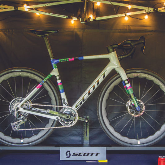 SCOTT bike exhibited on a stand at the show