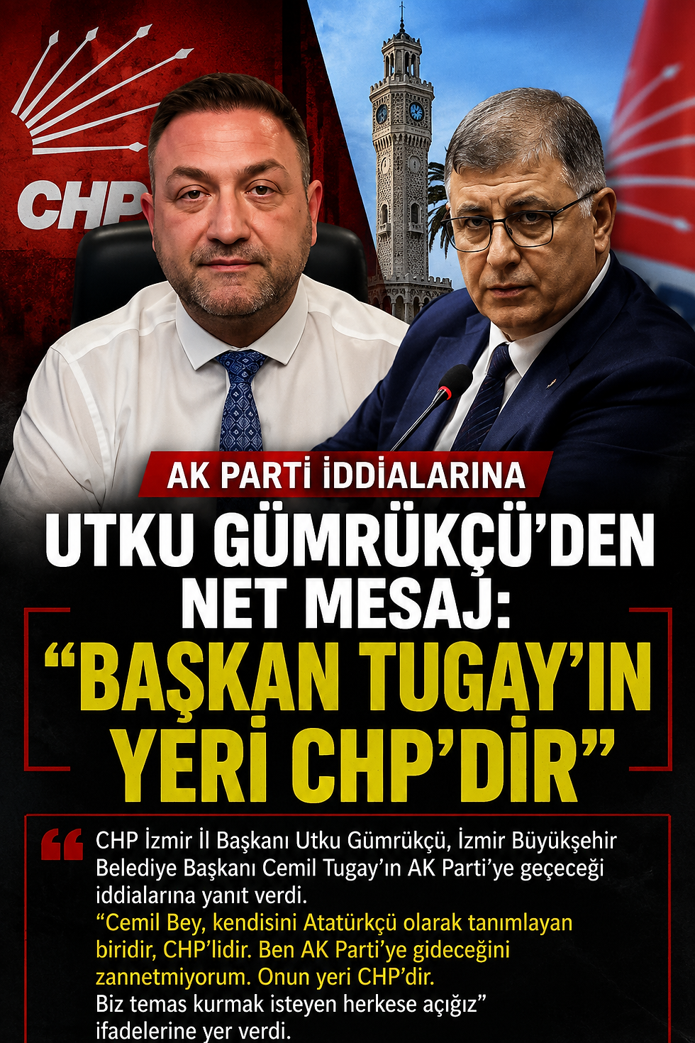 AK Parti iddialarına Utku Gümrükçü'den net mesaj: "Başkan Tugay'ın yeri CHP'dir"