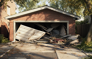 zigiro_A_home_with_a_buckled_or_collapsed_garage_door_after_a_78d13421-d455-4847-af75-bf54