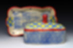 Butter Dish-Waves-Bluefield-Yellow checkers