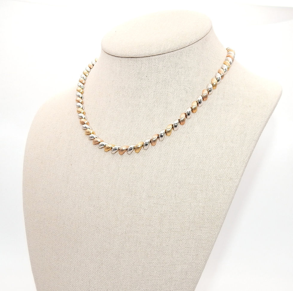 Thumbnail: Vintage .925 Sterling Silver and 18k gold Italian Vermeil Necklace