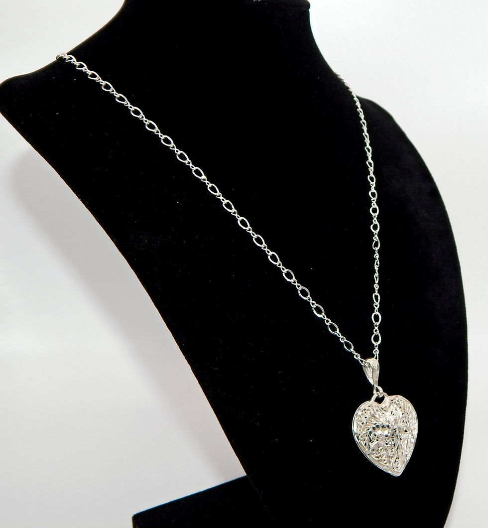 Thumbnail: .925 Sterling Silver & Hollow Filigree Necklace