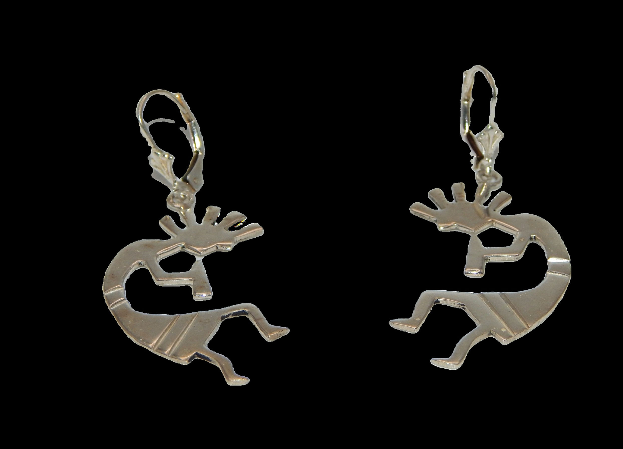 .925 Sterling Silver Kokopelli Dangling Earrings