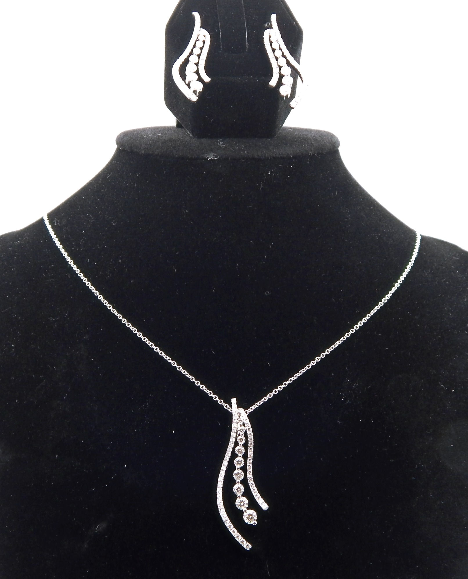 Steal the Night! 18k White Gold & 3.5ct Diamond Waterfall Necklace and Earrings