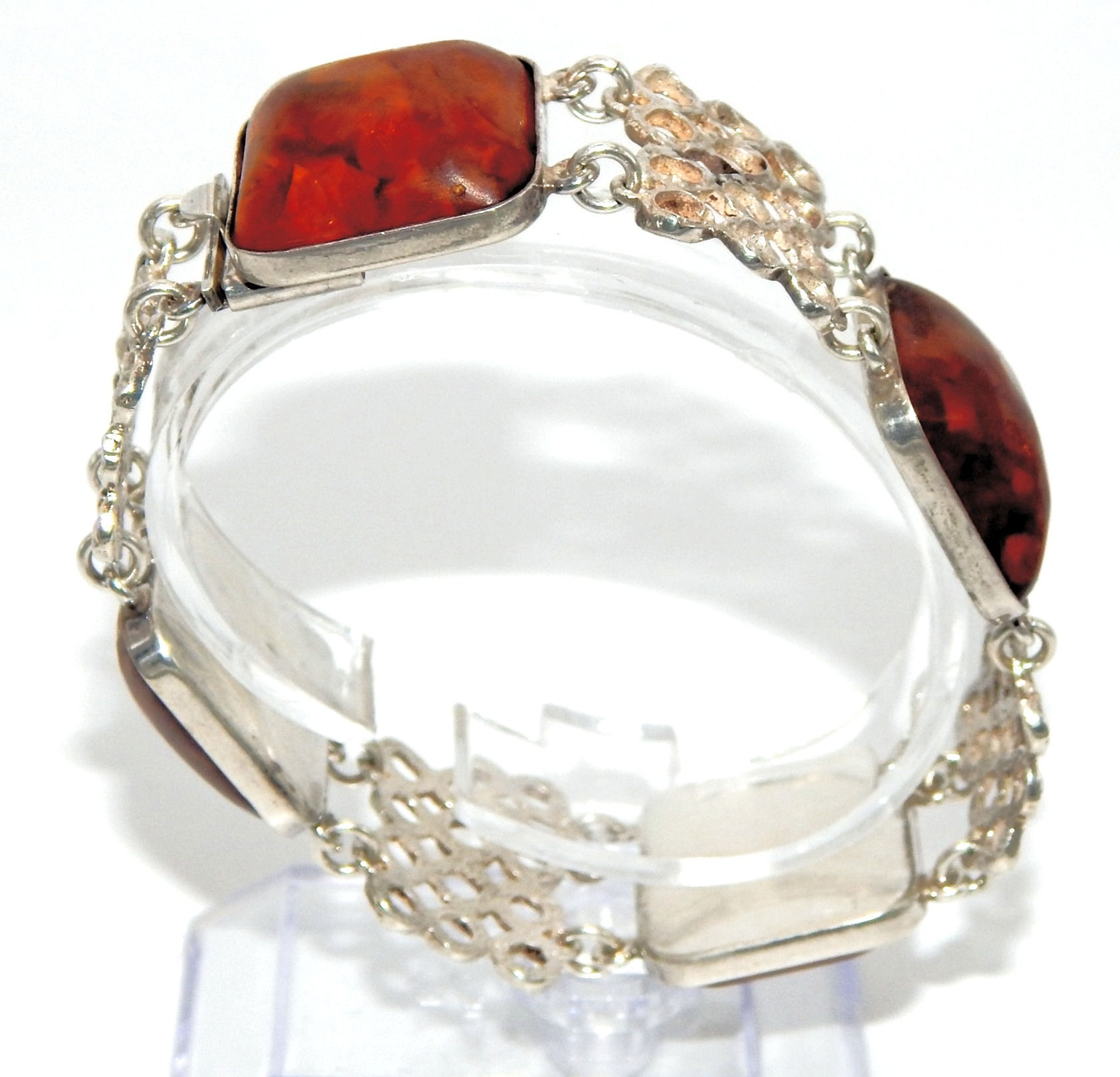 Unique .835 Silver & Baltic Amber Bracelet