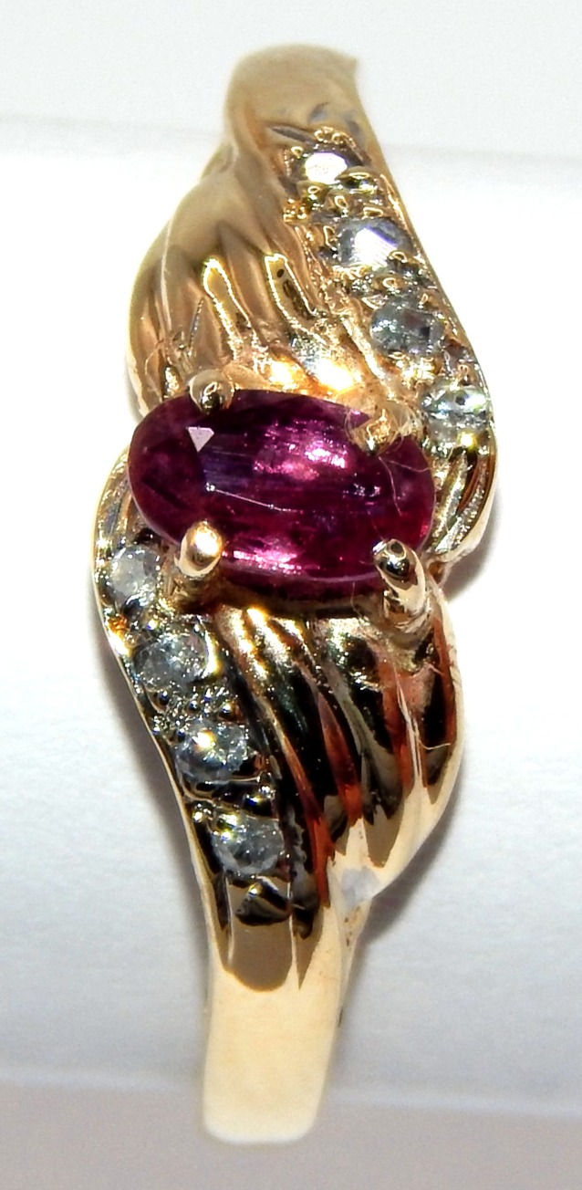 Thumbnail: 14k Gold Diamond & Ruby Ring