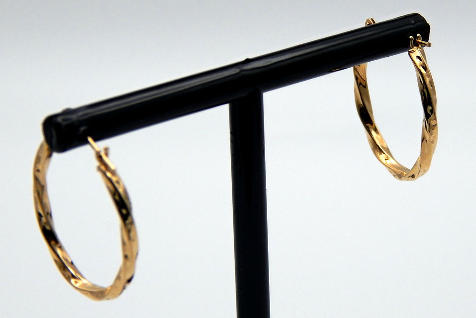 Thumbnail: 14k Gold Twisted Braid Hoop Earrings