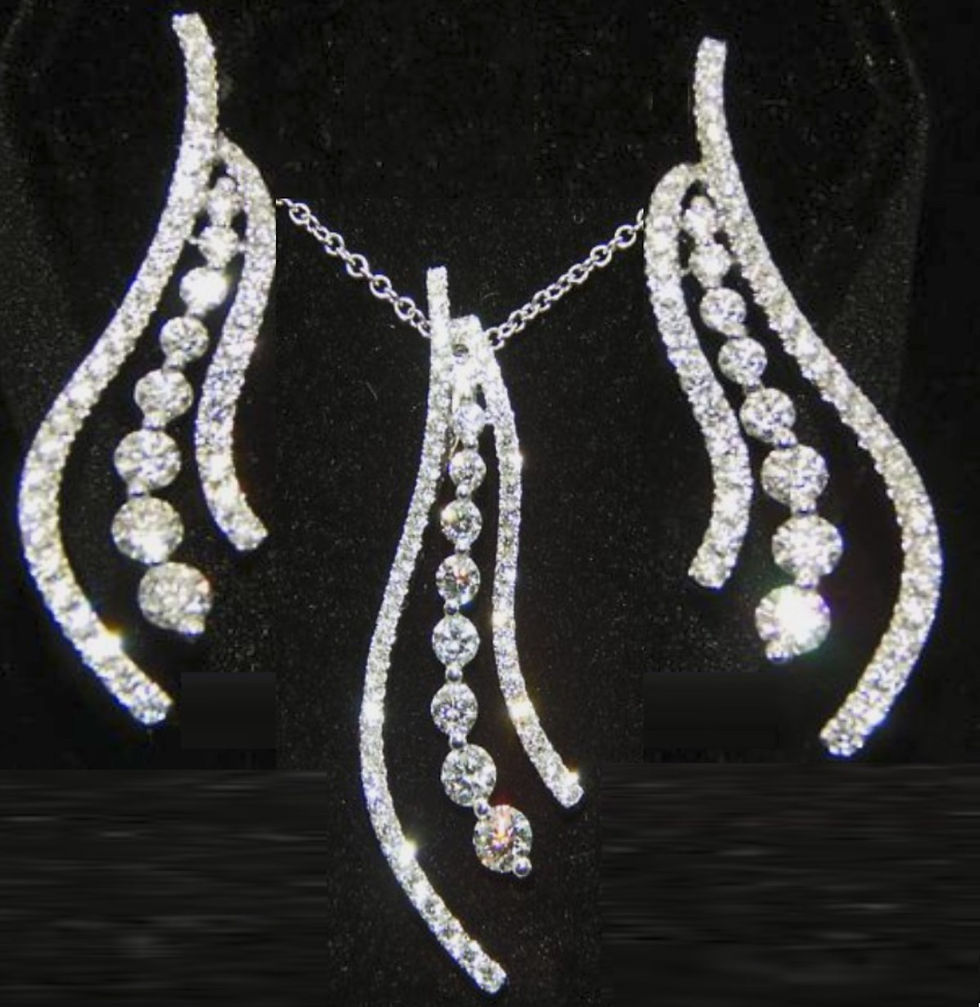 Steal the Night! 18k White Gold & Diamond Earrings with Diamond Waterfall Necklace