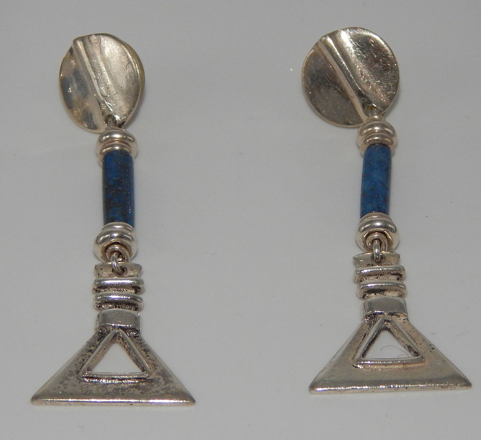 Thumbnail: .925 Sterling Silver & lapis bead necklace with Pendant & matching Earrings