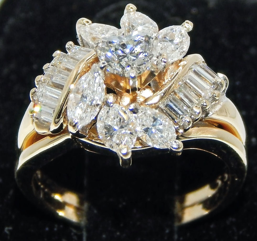 Thumbnail: 14k Gold & Diamond Cocktail Ring 1.97 ct