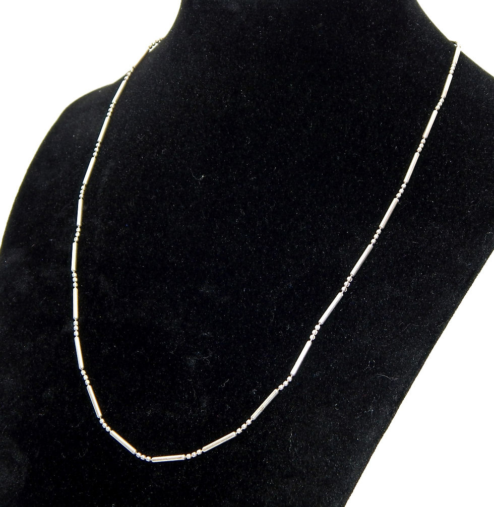 Thumbnail: Unique .925 Sterling Silver Tube and Bead Necklace