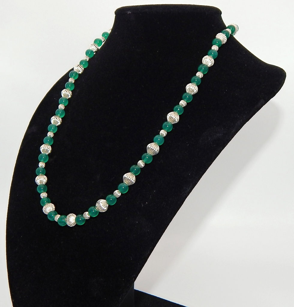 Thumbnail: .925 Sterling Silver and 6mm Chrysoprase Bead Necklace