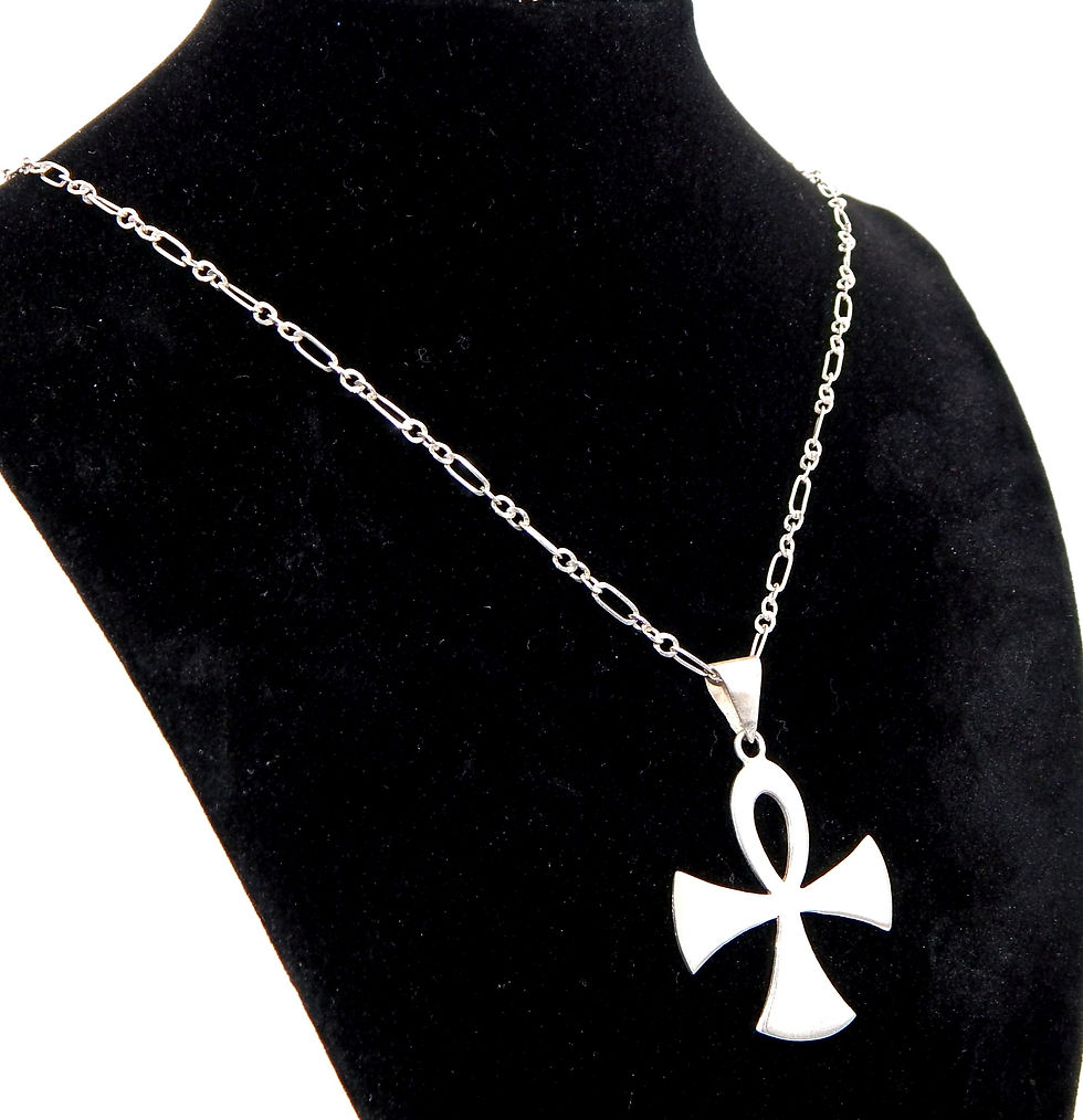 Thumbnail: .925 Sterling Silver Figaro Chain with Ankh pendant