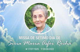 Convite para a Missa de Sétimo dia de Síria Asfor Rocha