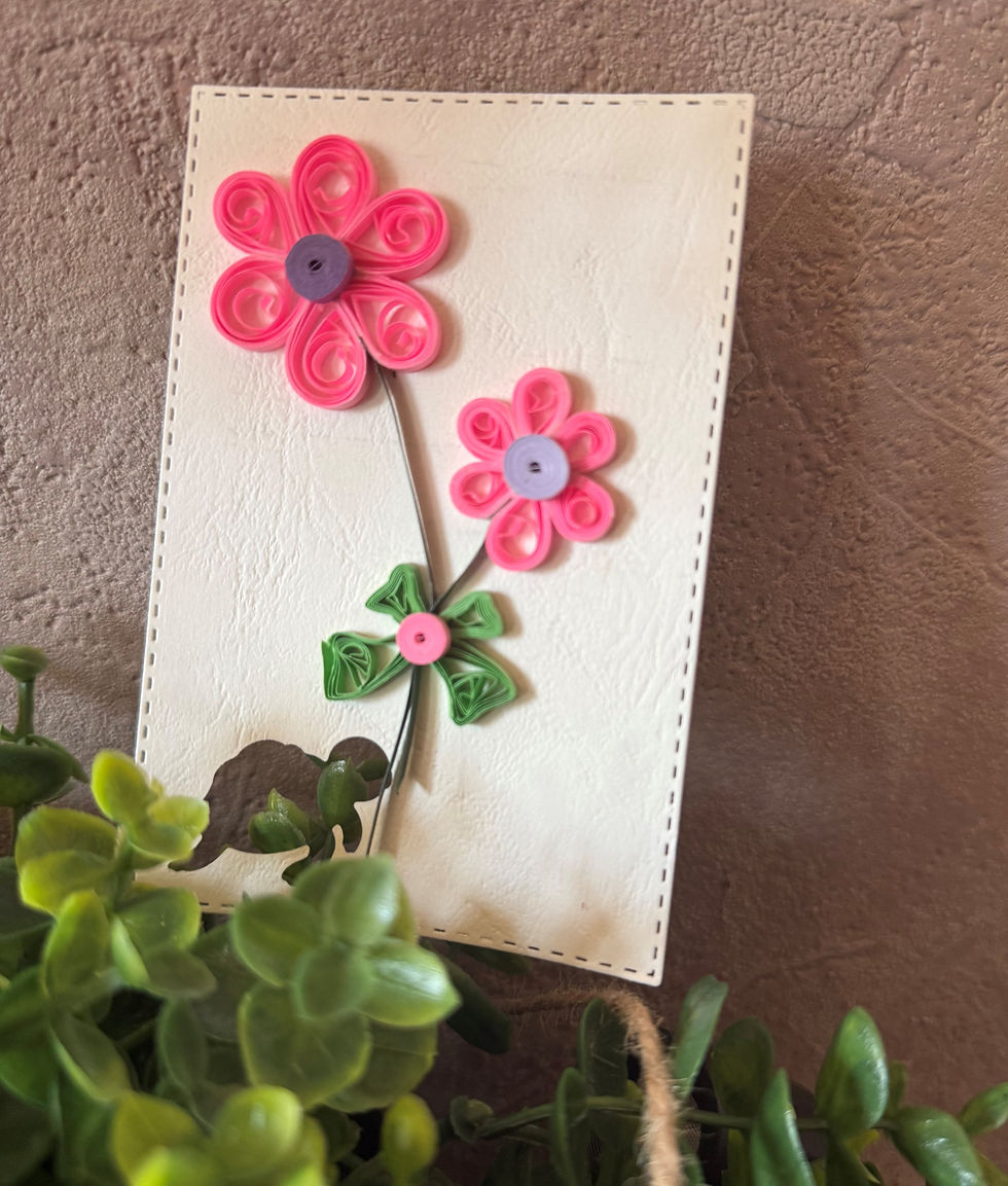 Miniature : Carte quilling fleurie  fait main avec animal  – Carte artisanale nature cadeau