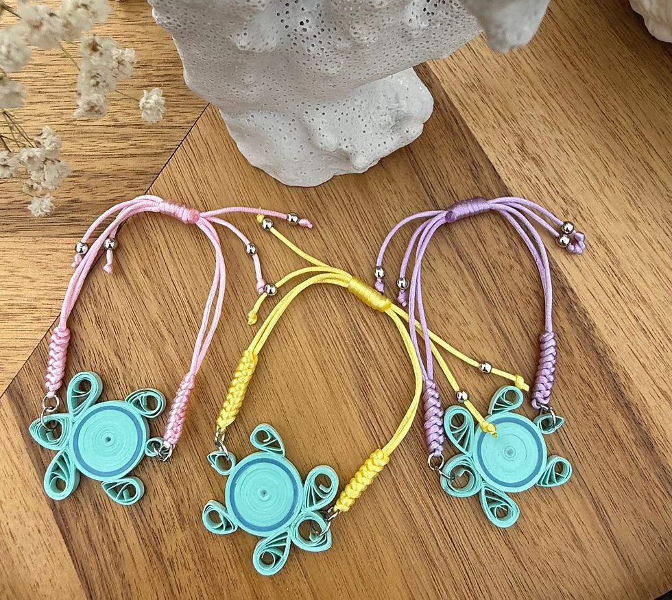 Miniature : Bracelet Tortue Océan pastel - Création artisanale en quilling