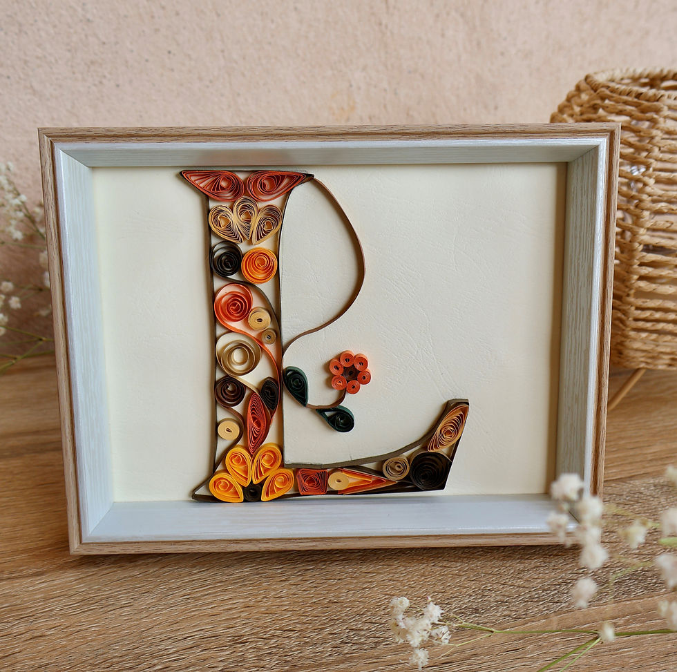 Miniature : Lettre L en quilling - Cadeau personnalisé fait main - Cadre artisanale