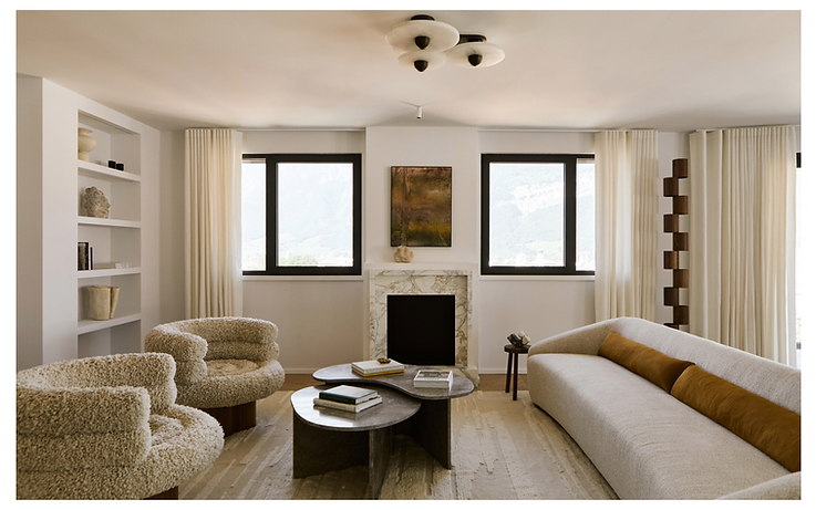 Living Room: Agnes Studio armchairs, Italian Solutions Sofa, Painting by Matt Arbuckle, Audo Cph