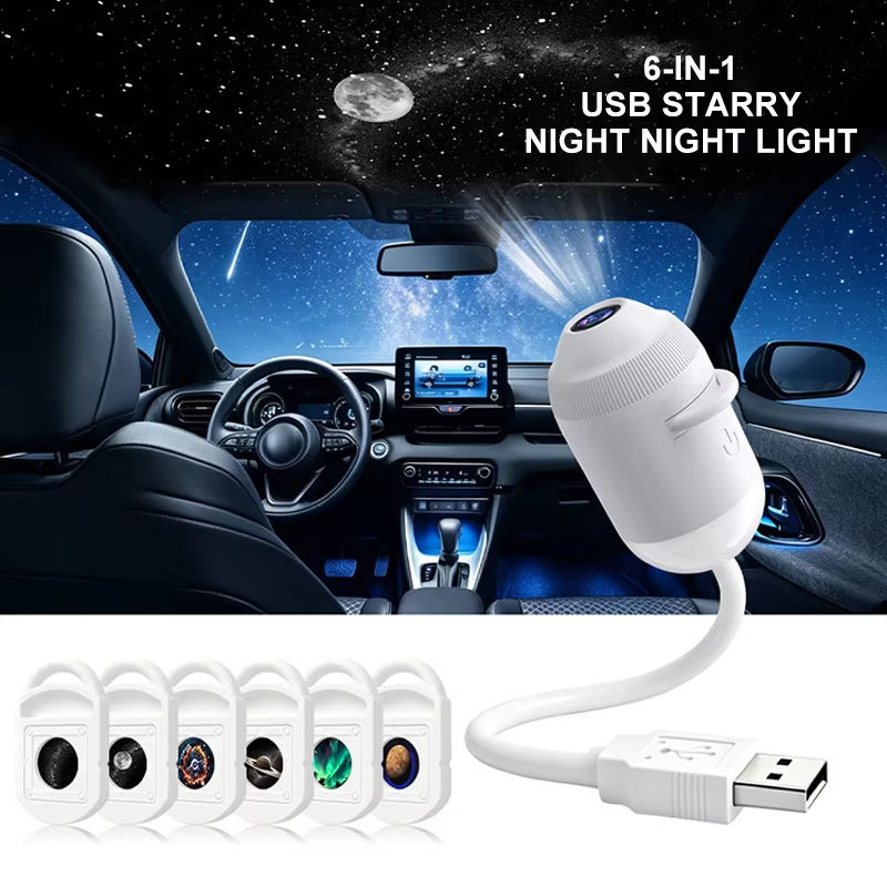 Thumbnail: USB Starry Sky Projector Night Light 360° Adjustable Galaxy Atmosphere Lamp for