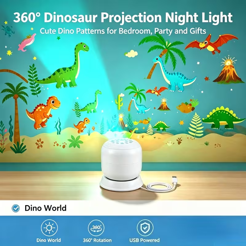 Thumbnail: Mini 360° Rotating Night Light Projector – USB Jurassic Dinosaur Projection L