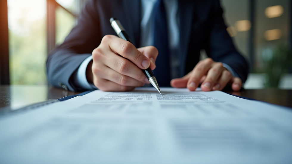Eye-level view of a business professional reviewing a compliance checklist
