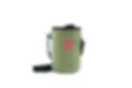 Olive green climbing chalk bag with red B logo