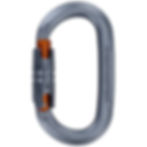 Grey and orange metal karabiner