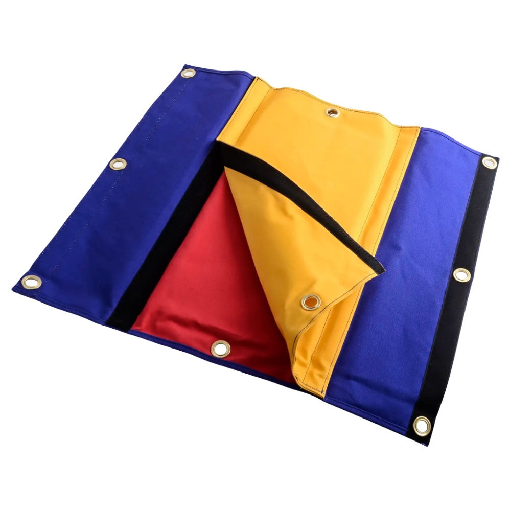 Rope pad blue and yellow laid flat