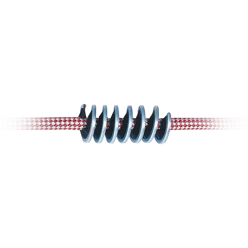 Spring like shaped metal rope brush with brushes next to the rope