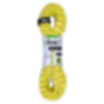 Beal Karma 9.8mm climbing rope, yellow and red, coiled