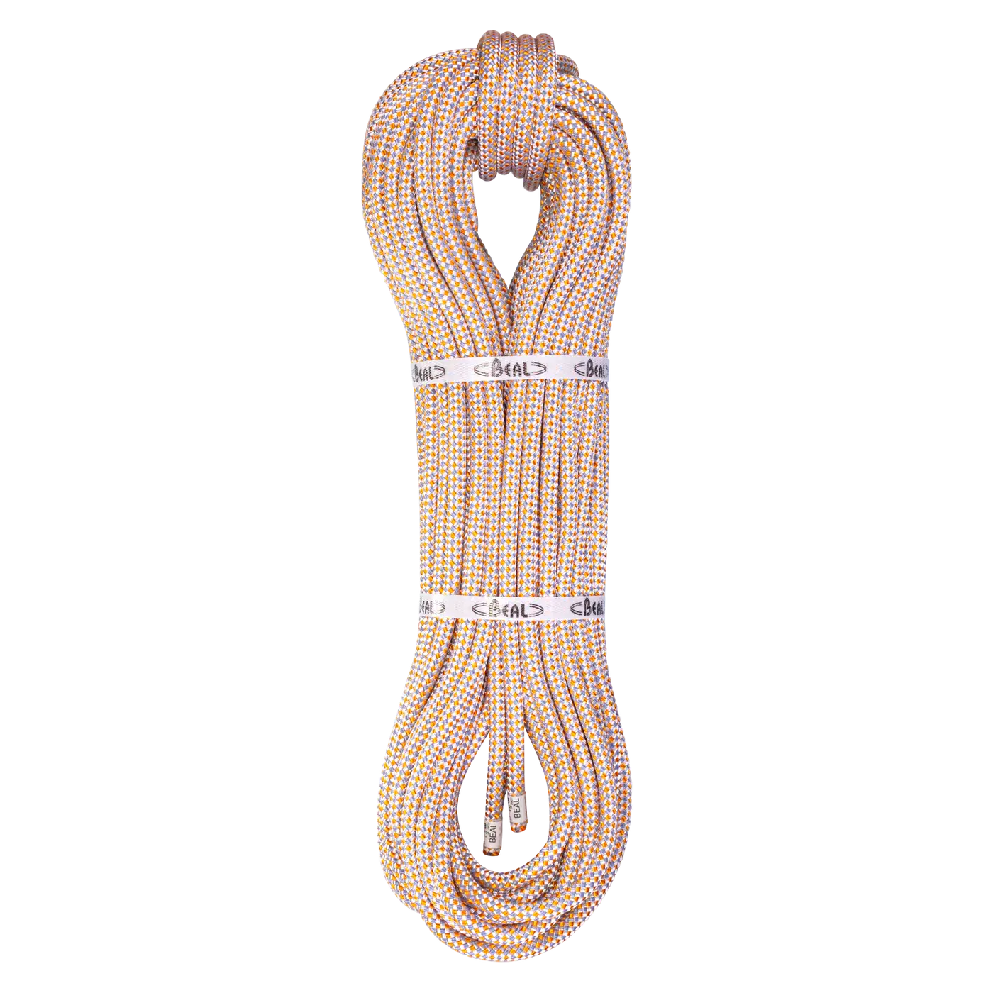 Coil of beige rope with Beal branded straps