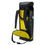 Thumbnail: A yellow and black bag back view with shoulder straps and waist belt