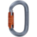 Grey and orange trilock karabiner