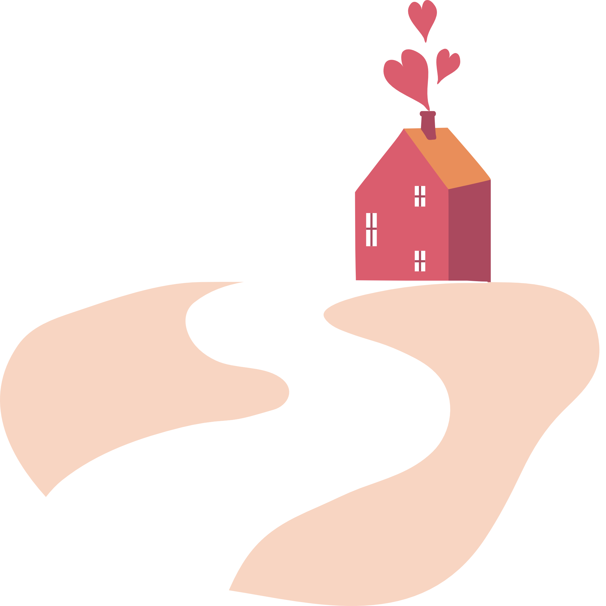 A winding path leading to a home.