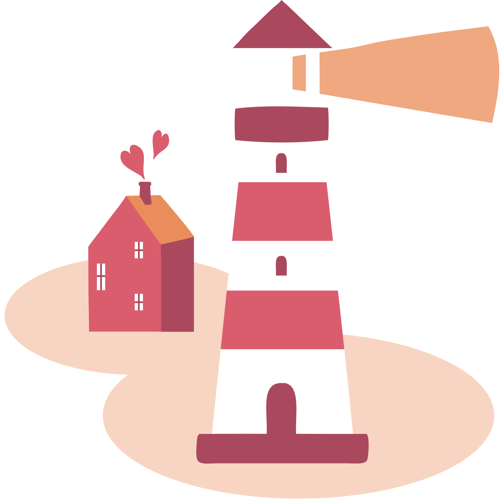 A home being protected by a lighthouse.