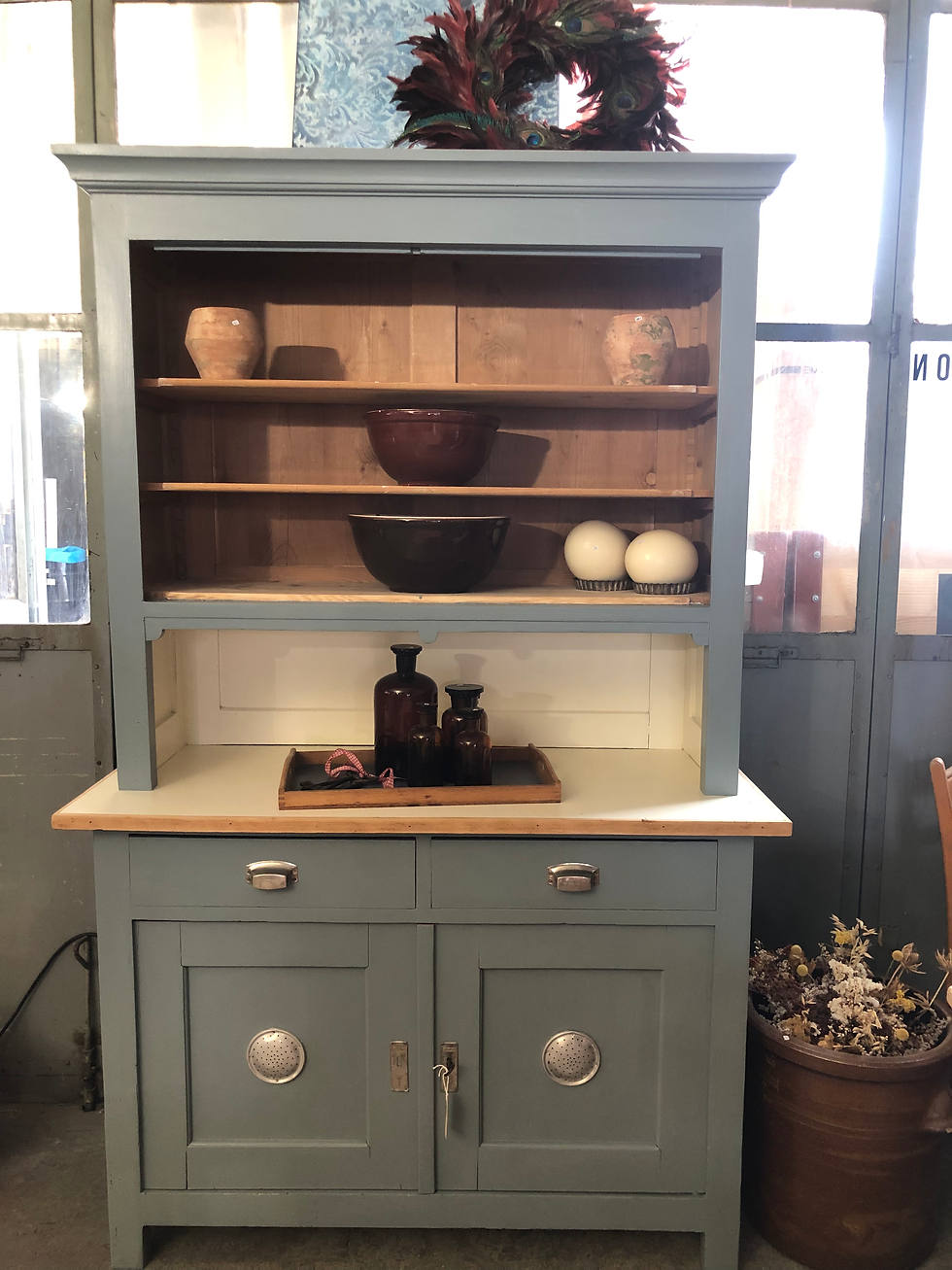 Vintage Buffet blau weiss Holz