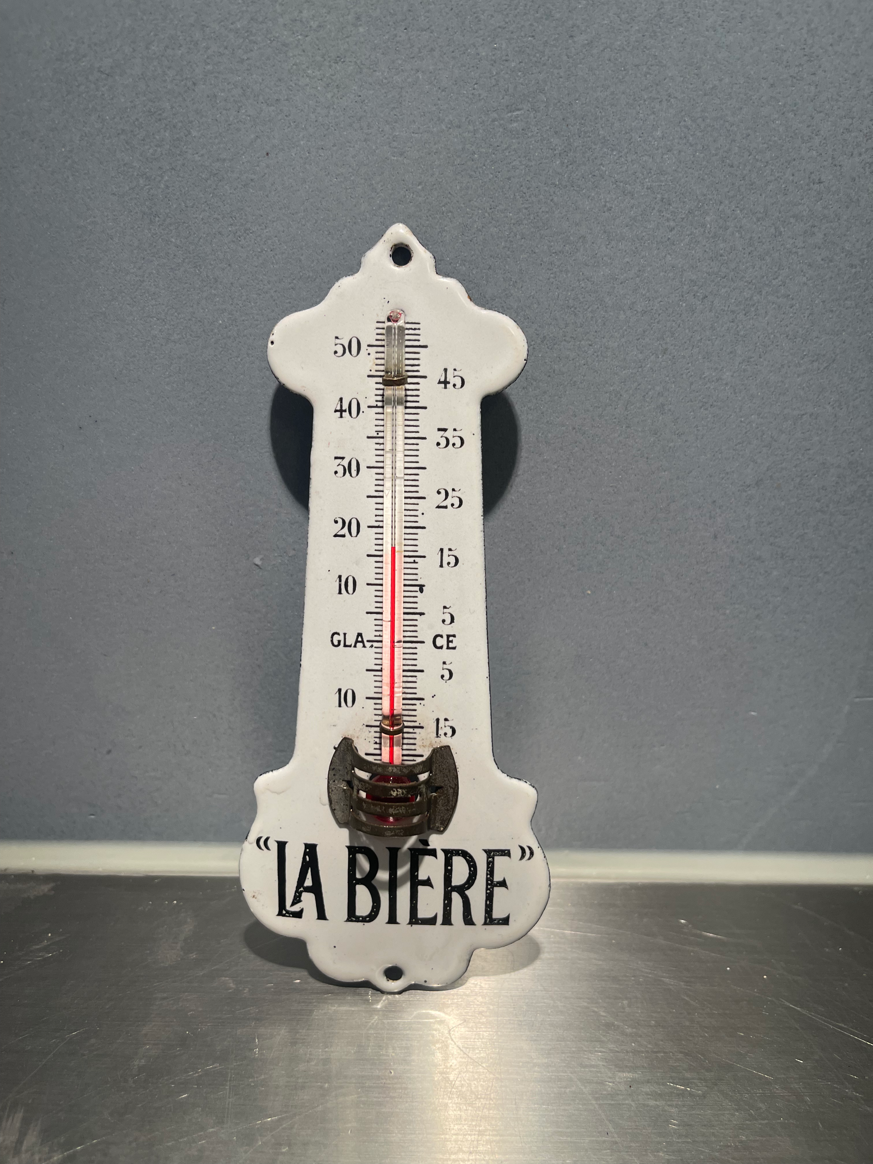 Bierthermometer vintage, Thermometer mit "La Biere" Beschriftung