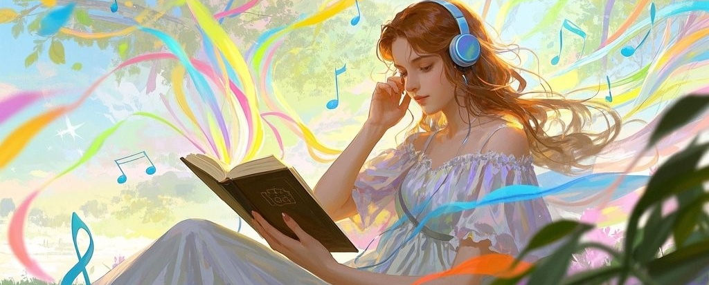 dreamina-2025-09-19-1755-_Uma mulher serena, com fones de ouvido ....jpeg