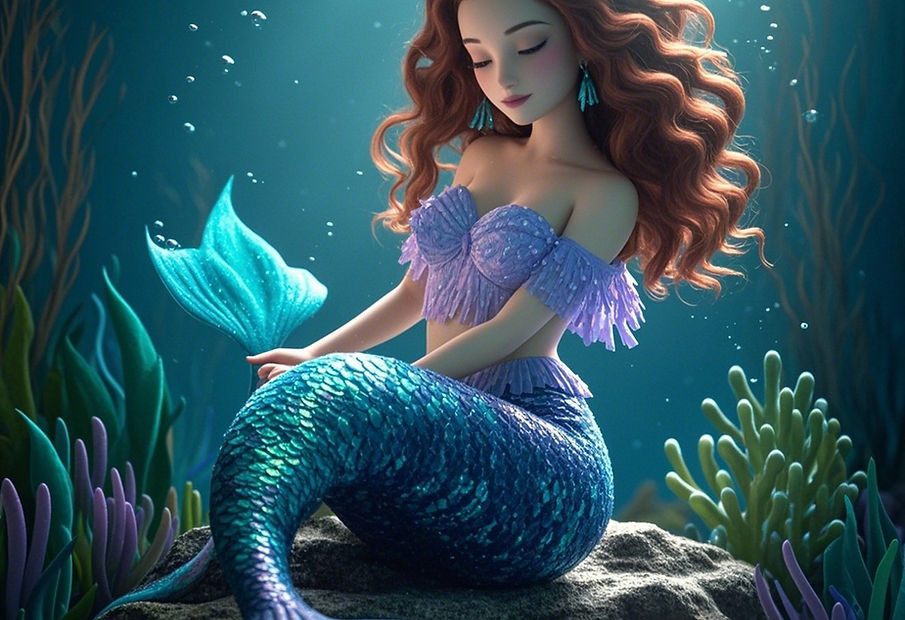 sereia jovem estilizada em feltro
