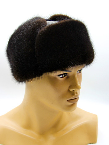 Коричневая мужская ушанка из норки "Молодежка" от VECONS