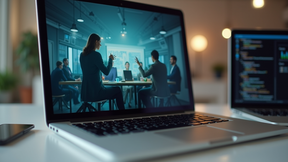 Close-up view of a laptop screen showing a business networking event online