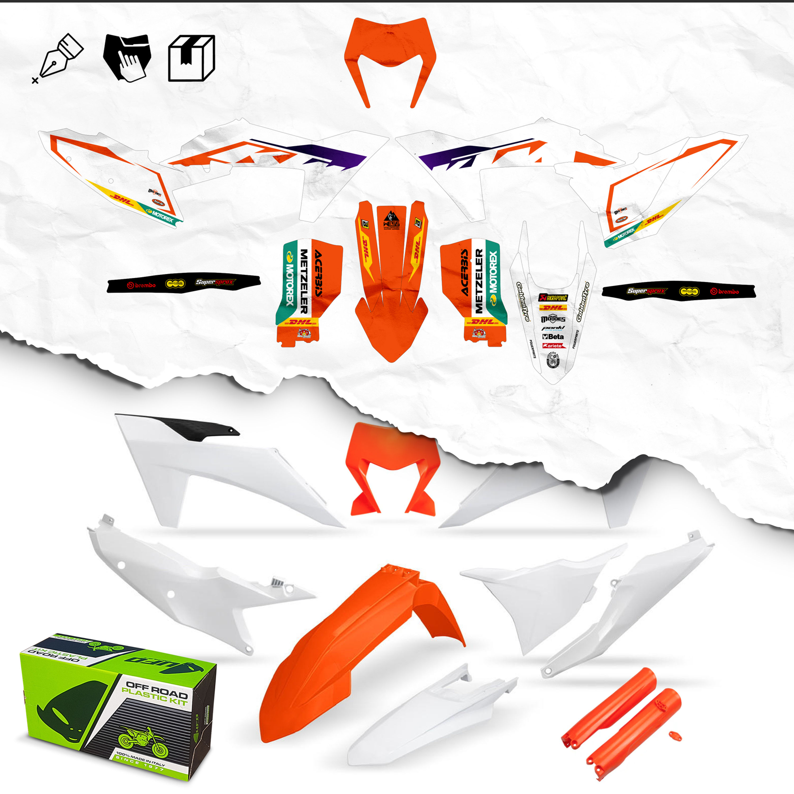 READY TO INSTALL STICKER-APPLIED PLASTIC SET FOR KTM 2024-2025