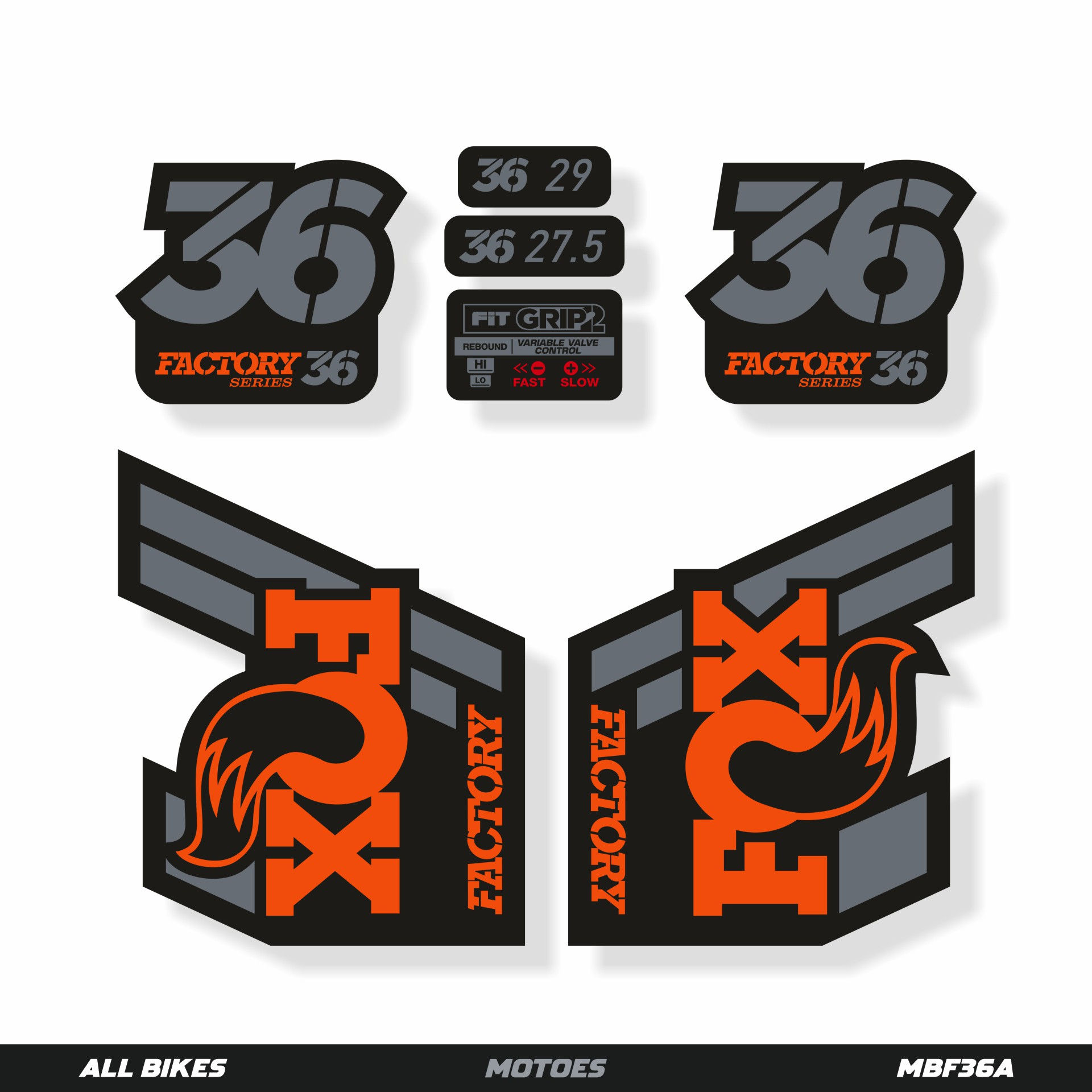 MOTOES MTB FORK DECAL KIT FOX 36