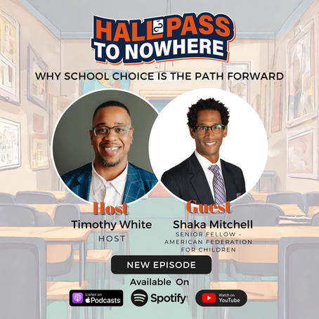 Hall Pass to Nowhere podcast episode cover for episode 11 featuring a picture of the Host, Timothy White and the guest, Shaka Mitchell
