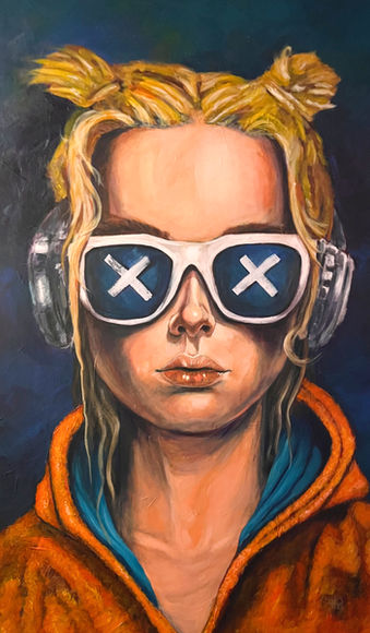 painting about the struggle with numbness in a techologie influenced world by Sven Oyntzen (SHO)