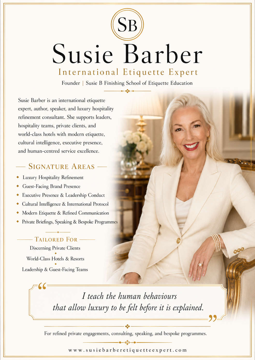 Susie Barber, founder of the Susie B Finishing School of Etiquette Education