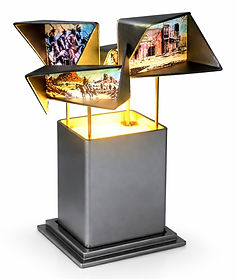 steel footed square tabletop lamp 